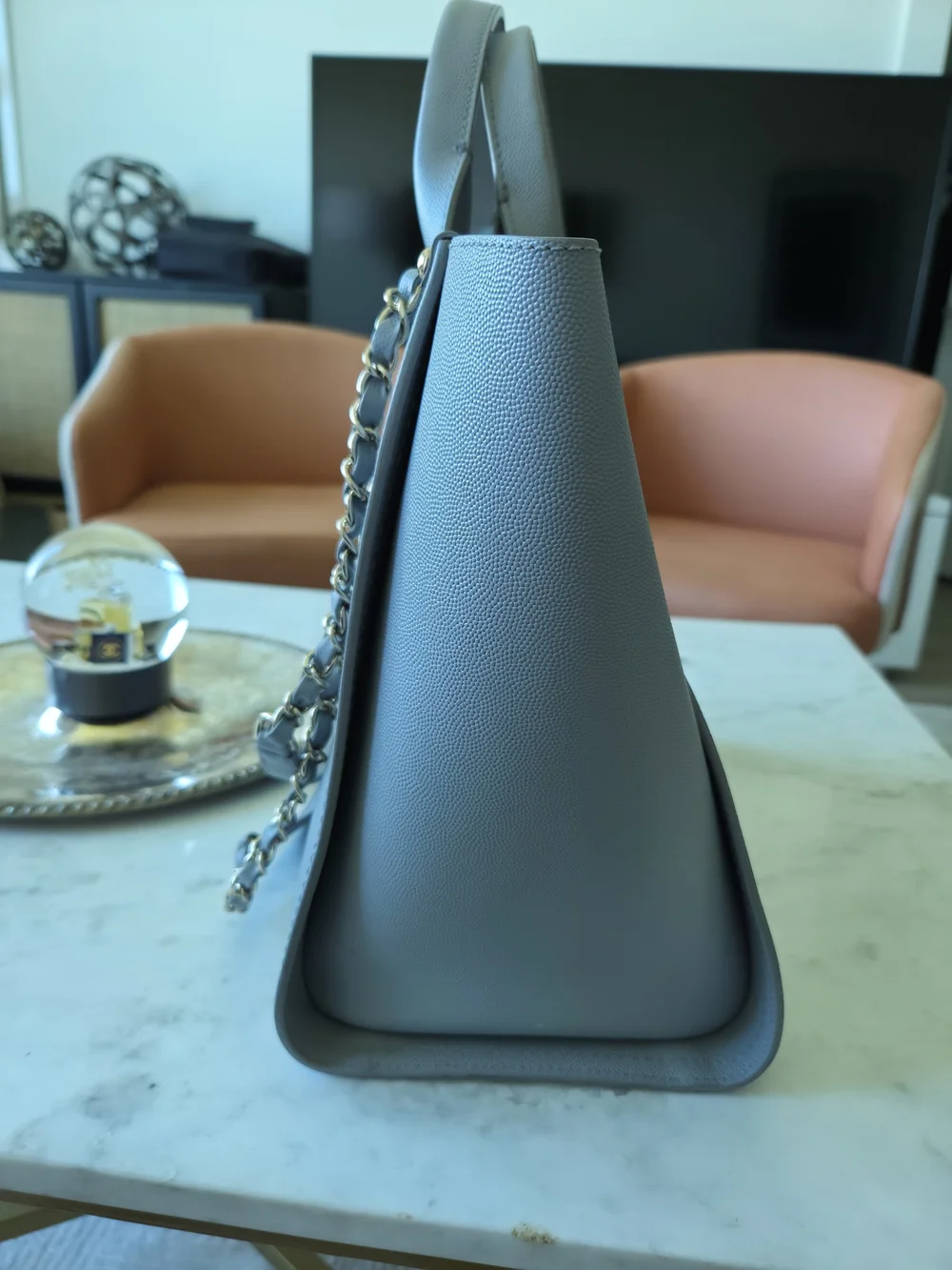 CHANEL gray studded